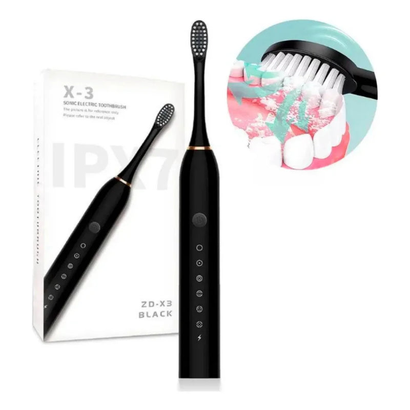 Escova de Dentes Elétrica Recarregável USB – 6 Níveis de Velocidade, à Prova d’Água e com 4 Cabeças Substituíveis