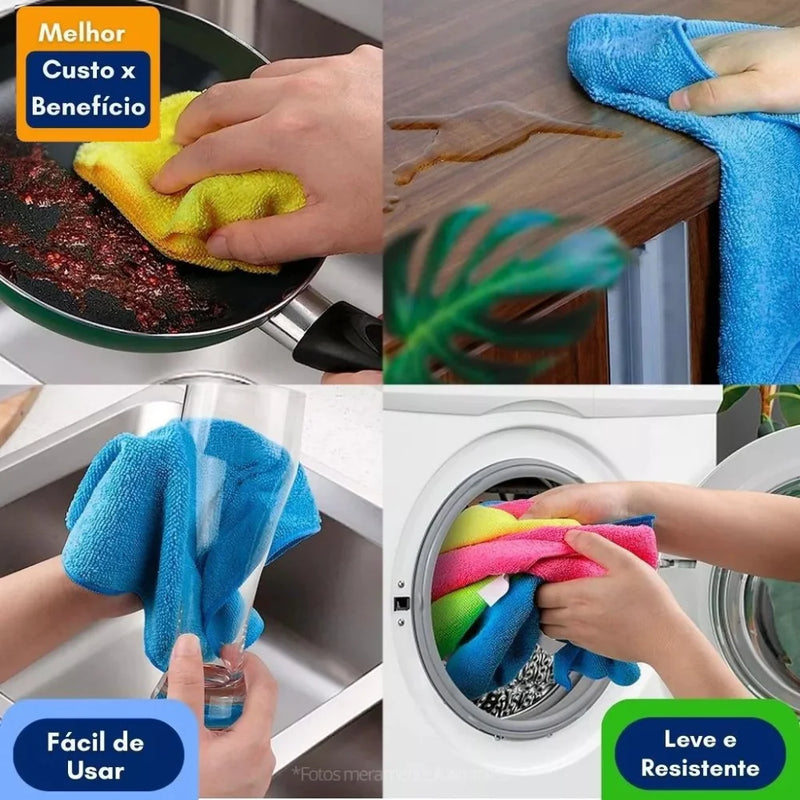 Kit com 5 Panos Mágicos de Microfibra 30x30cm – Multiuso Ultra Macio, Sem Fiapos e de Alta Absorção