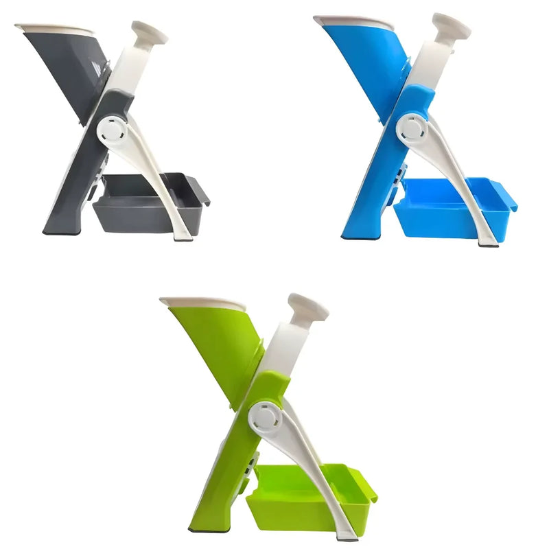 Cortador e Fatiador Manual 5 em 1 – Multifuncional para Batatas, Legumes, Verduras e Frutas com Lâminas de Alta Qualidade