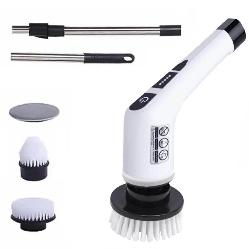Escova de Limpeza Elétrica 9 em 1 Recarregável sem Fio – Mop Giratório 360° Multiuso com Escovas Intercambiáveis