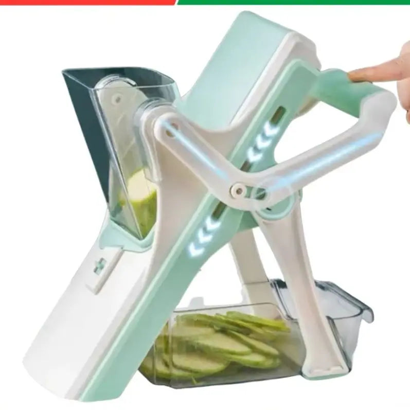 Cortador e Fatiador Manual 5 em 1 – Multifuncional para Batatas, Legumes, Verduras e Frutas com Lâminas de Alta Qualidade