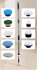 Escova de Limpeza Elétrica 9 em 1 Recarregável sem Fio – Mop Giratório 360° Multiuso com Escovas Intercambiáveis
