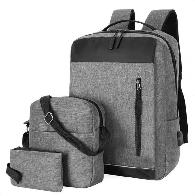Conjunto 3 em 1 de Mochila Unissex – Mochila, Bolsa Lateral e Estojo com Grande Capacidade e Design Versátil