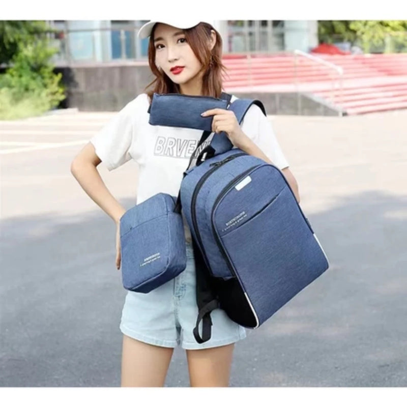 Conjunto 3 em 1 de Mochila Unissex – Mochila, Bolsa Lateral e Estojo com Grande Capacidade e Design Versátil