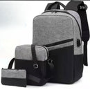 Kit com 3 Peças: Mochila, Estojo e Bolsa Lateral Unissex, Confortável, Versátil e de Grande Capacidade