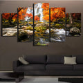 Conjunto 5 Quadros Decorativos em Tela – Paisagem Montanha ao Pôr do Sol – Arte Moderna para Sala e Decoração de Parede
