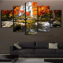 Conjunto 5 Quadros Decorativos em Tela – Paisagem Montanha ao Pôr do Sol – Arte Moderna para Sala e Decoração de Parede
