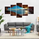 Conjunto 5 Quadros Decorativos em Tela – Paisagem Montanha ao Pôr do Sol – Arte Moderna para Sala e Decoração de Parede