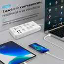 Extensão Elétrica com Filtro de Linha e Entradas USB – 2 Metros, Tomadas Universais, Plugue Padrão Brasil, Ideal para Casa e Escritório