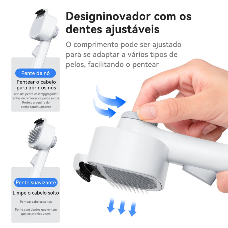 Escova Automática NewPet para Cães e Gatos – Pente Autolimpante Removedor de Pelos e Desembaraçador Profissional