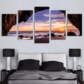 Conjunto 5 Quadros Decorativos em Tela – Paisagem Montanha ao Pôr do Sol – Arte Moderna para Sala e Decoração de Parede