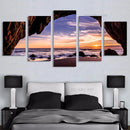 Conjunto 5 Quadros Decorativos em Tela – Paisagem Montanha ao Pôr do Sol – Arte Moderna para Sala e Decoração de Parede