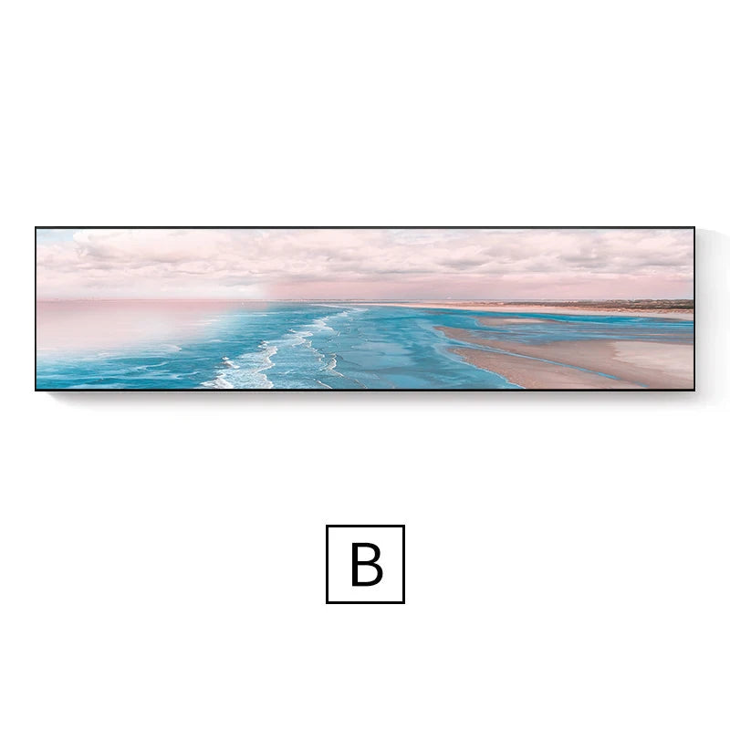 Quadro Decorativo Praia Rosa – Paisagem Moderna em Canvas Seascape para Sala e Decoração de Parede