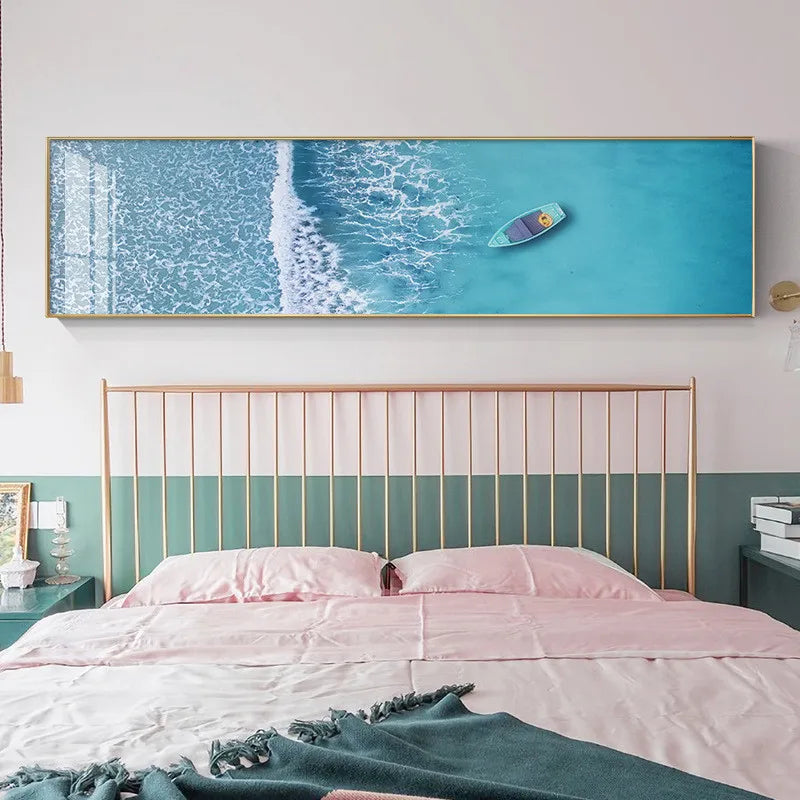 Quadro Decorativo Praia Rosa – Paisagem Moderna em Canvas Seascape para Sala e Decoração de Parede