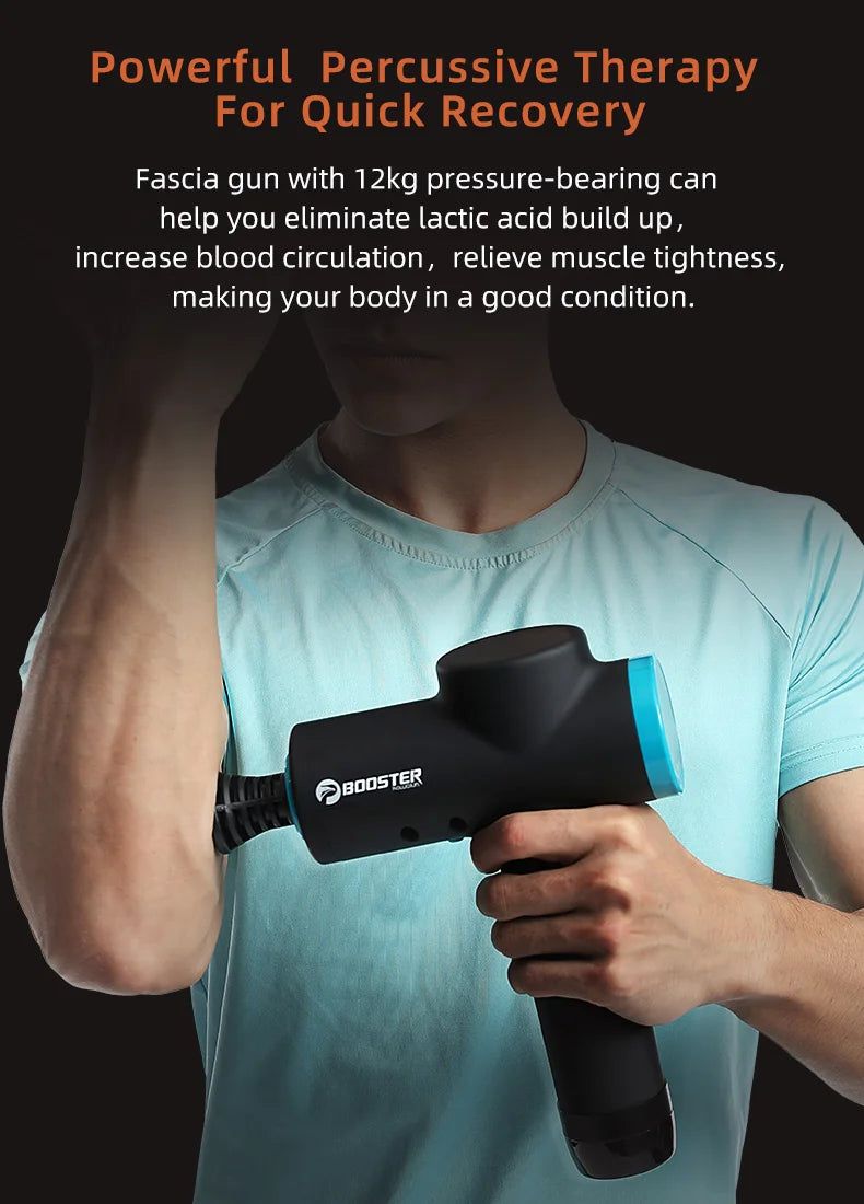Massageador Profissional BOOSTER M2 – Pistola de Massagem Muscular 12V com Display LCD e 6 Níveis de Intensidade