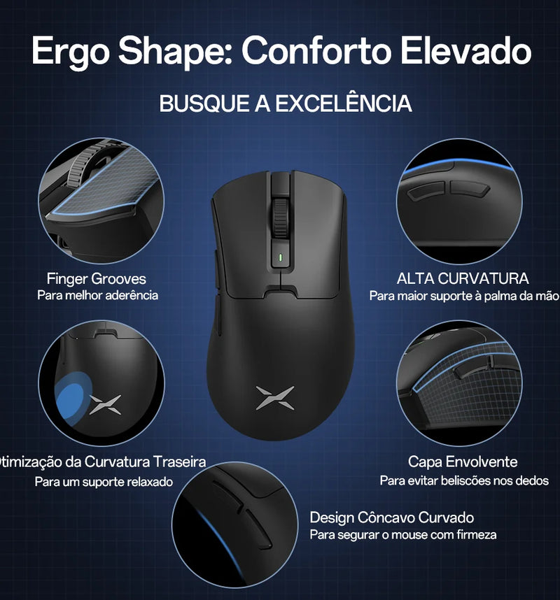 Mouse Gamer Sem Fio Delux M900PRO – 8K Polling Rate, Sensor PAW3395, Dock de Carregamento, RGB e Design Ergonômico Leve (63g)