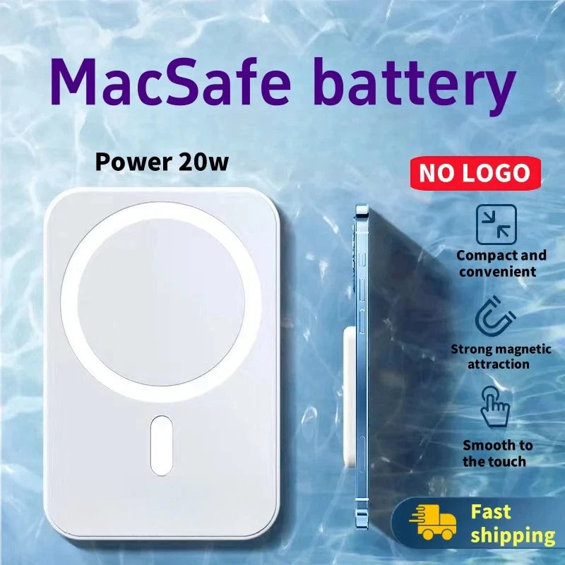 Power Bank Magnético Wireless – Carregador Portátil Sem Fio com Ímã para iPhone / Android