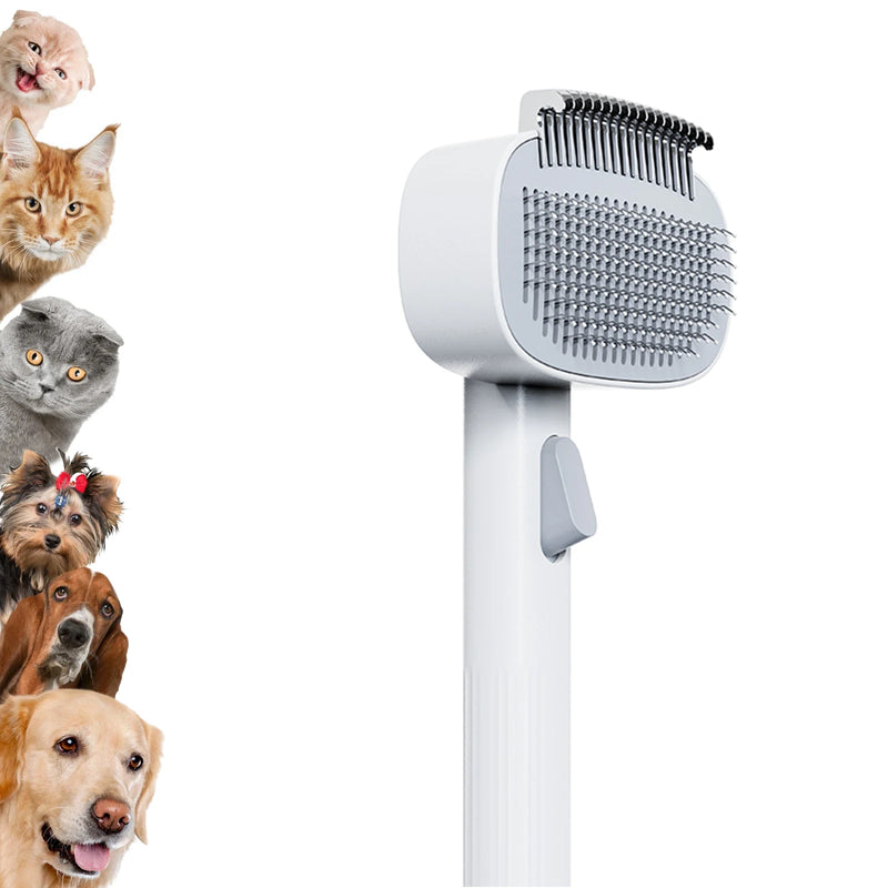 Escova Automática NewPet para Cães e Gatos – Pente Autolimpante Removedor de Pelos e Desembaraçador Profissional