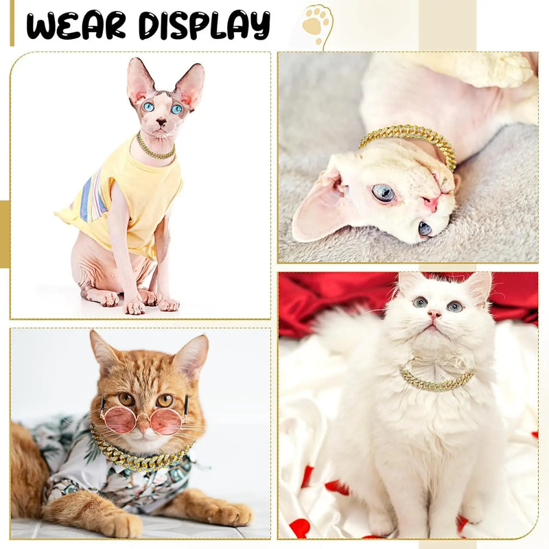 Coleira de Corrente Luxuosa para Cães e Gatos – Colar Dourado de Metal Premium para Pets Pequenos, Médios e Grandes