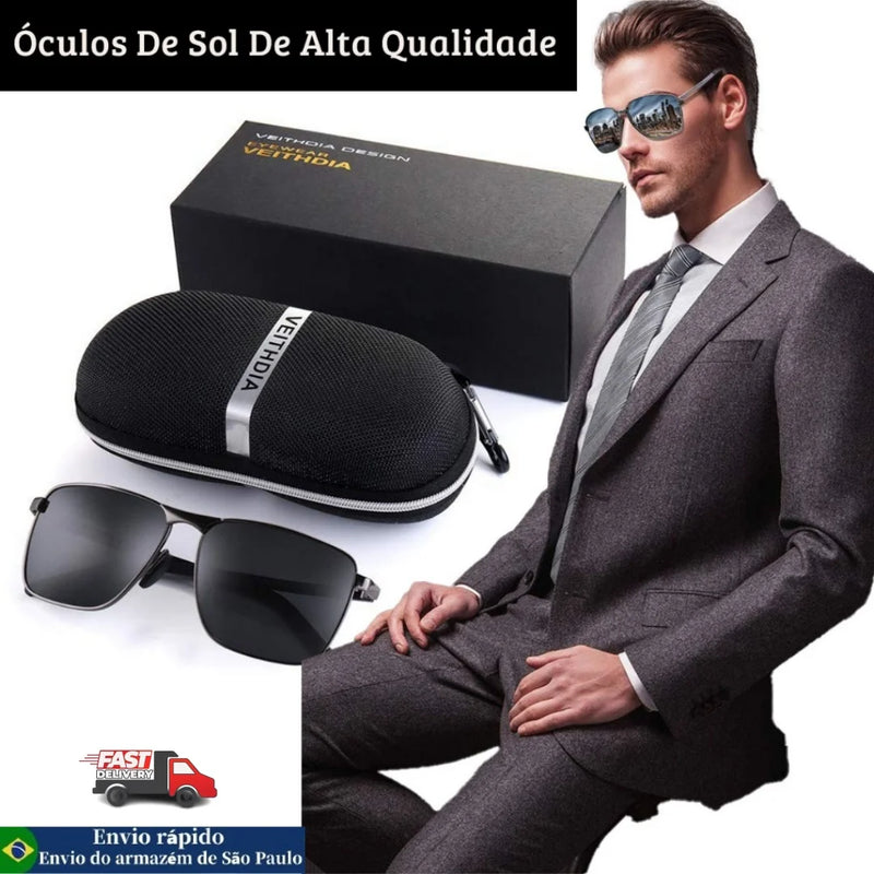 Óculos de Sol Masculino VEITHDIA Estilo Vintage Polarizado – Proteção UV400 e Design Clássico para Uso Outdoor