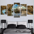 Conjunto 5 Quadros Decorativos em Tela – Paisagem Montanha ao Pôr do Sol – Arte Moderna para Sala e Decoração de Parede