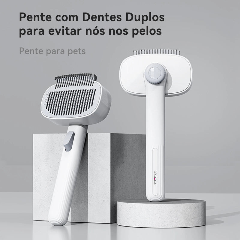 Escova Automática NewPet para Cães e Gatos – Pente Autolimpante Removedor de Pelos e Desembaraçador Profissional