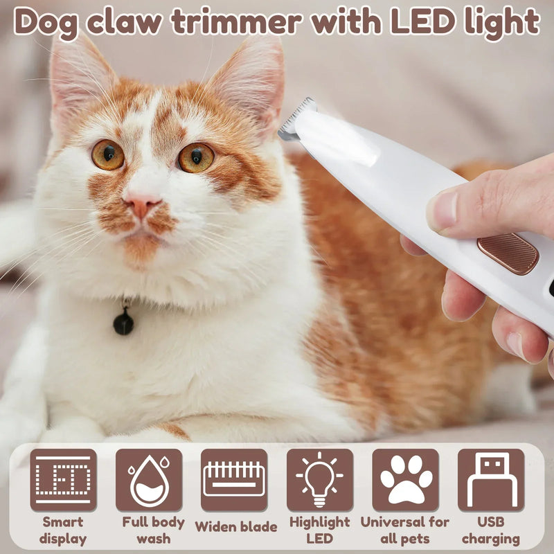 Aparador de Pelos para Cães com LED – 100% à Prova d’Água, Lâmina 18mm, Display LED, Aparador de Cães e Gatos