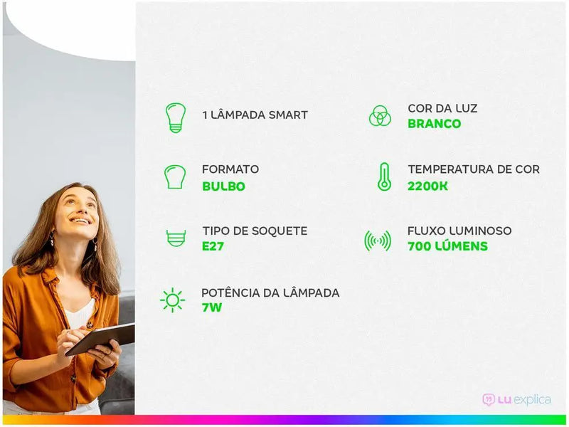 Lâmpada Inteligente Wi-Fi Positivo Smart 7W E27 Retrô – Controle por App, Alexa e Google, Luz Regulável e Conectividade Sem Hub