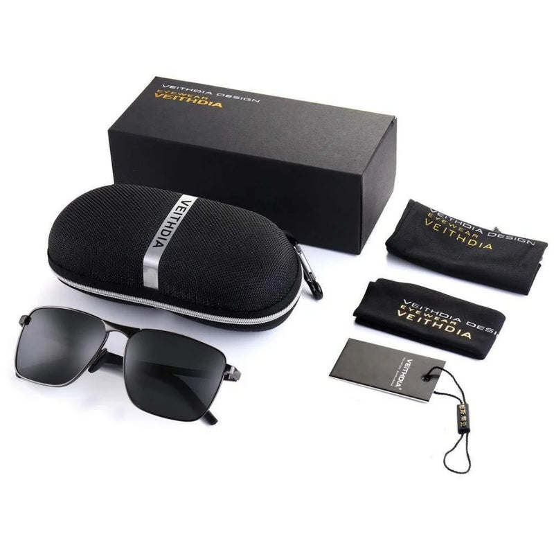 Óculos de Sol Masculino VEITHDIA Estilo Vintage Polarizado – Proteção UV400 e Design Clássico para Uso Outdoor