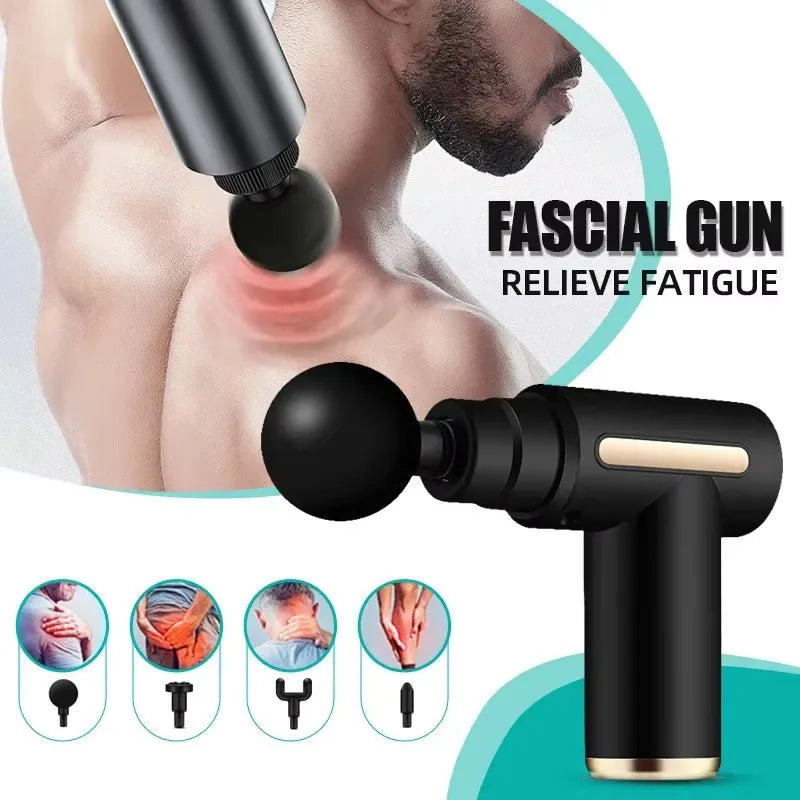 Massageador Muscular Portátil 2025 – Mini Pistola de Massagem Profunda com Velocidade Ajustável e Design Leve
