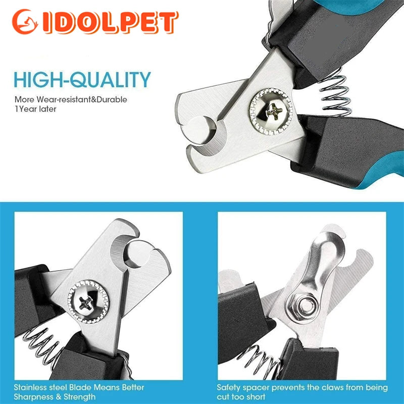 Cortador de Unhas Profissional para Pets com Trava de Segurança – Tesoura em Aço Inoxidável para Cães e Gatos, Ideal para Cuidados e Tosa