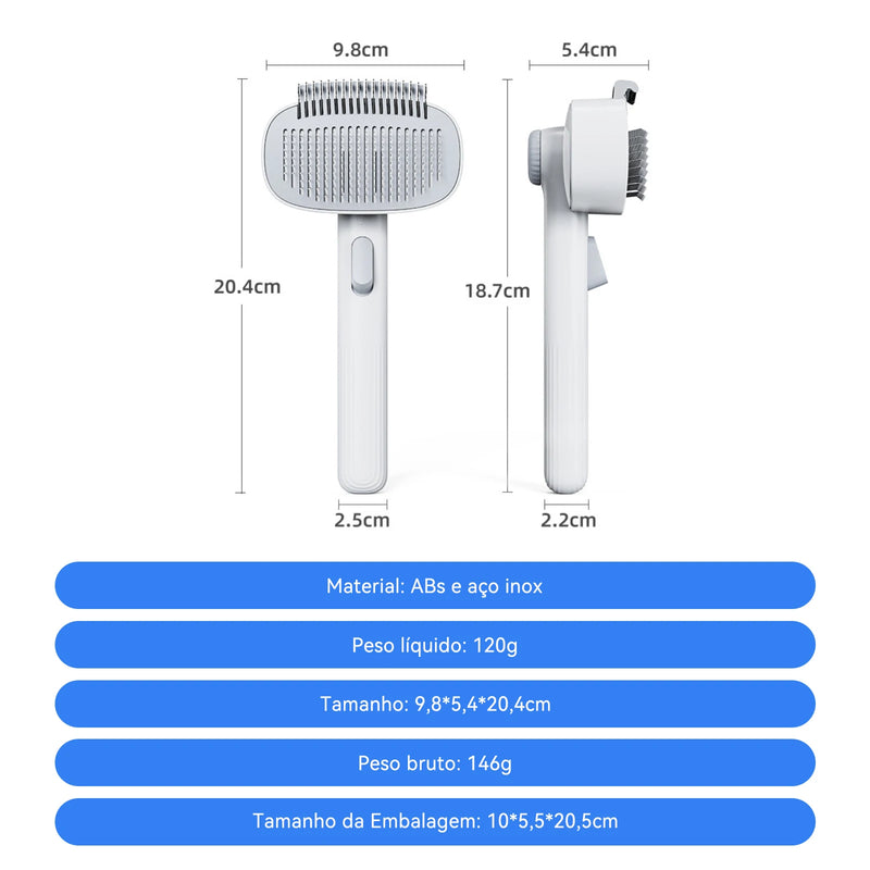 Escova Automática NewPet para Cães e Gatos – Pente Autolimpante Removedor de Pelos e Desembaraçador Profissional