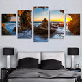 Conjunto 5 Quadros Decorativos em Tela – Paisagem Montanha ao Pôr do Sol – Arte Moderna para Sala e Decoração de Parede