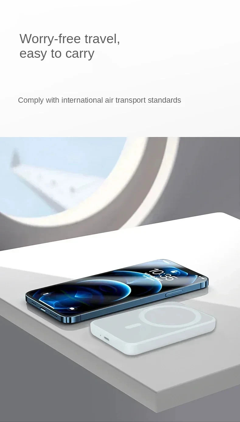 Power Bank Magnético Wireless – Carregador Portátil Sem Fio com Ímã para iPhone / Android