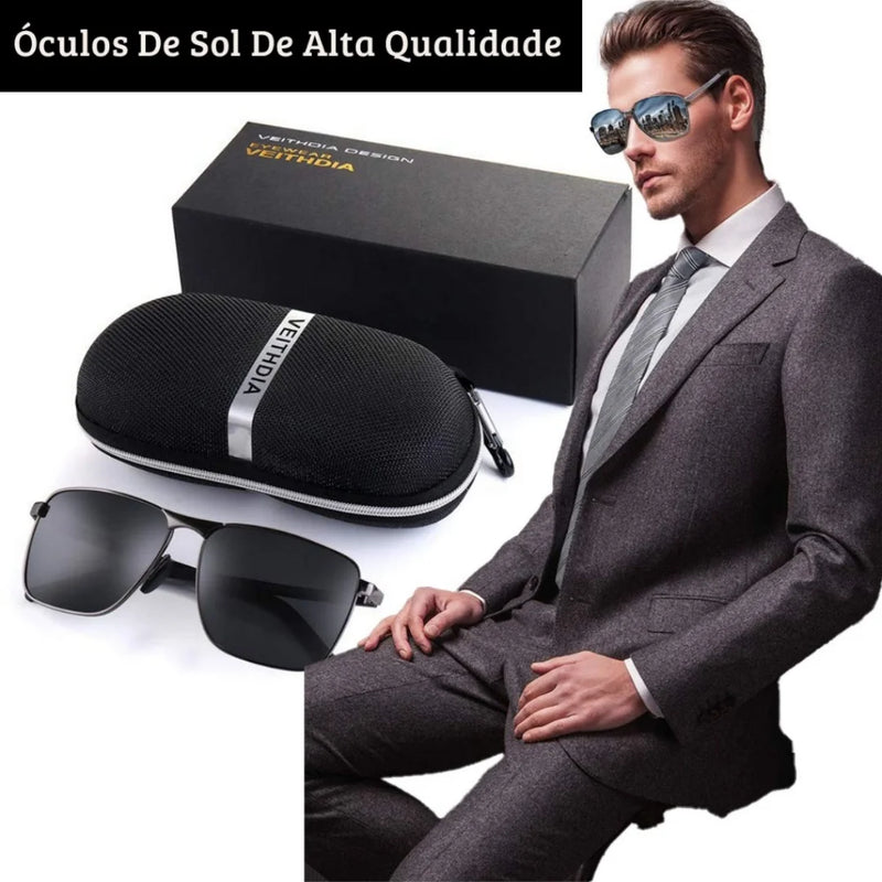 Óculos de Sol Masculino VEITHDIA Estilo Vintage Polarizado – Proteção UV400 e Design Clássico para Uso Outdoor