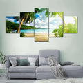 Conjunto 5 Quadros Decorativos em Tela – Paisagem Montanha ao Pôr do Sol – Arte Moderna para Sala e Decoração de Parede