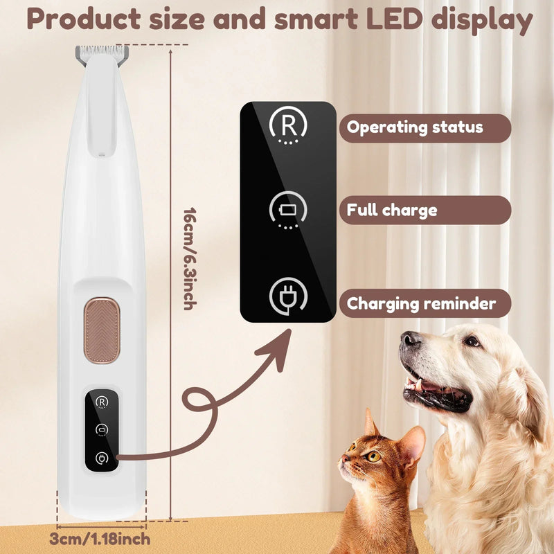 Aparador de Pelos para Cães com LED – 100% à Prova d’Água, Lâmina 18mm, Display LED, Aparador de Cães e Gatos