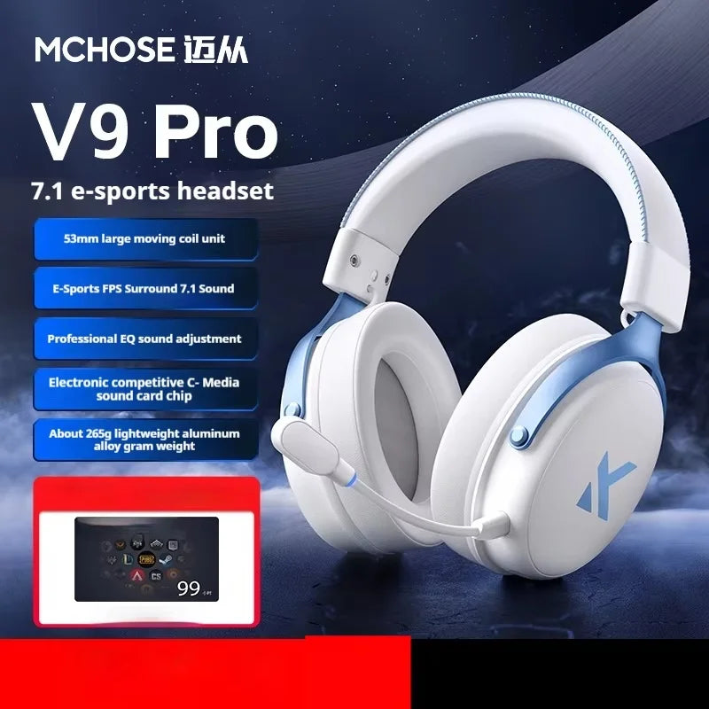Fone de Ouvido Bluetooth MCHOSE V9 Pro – Sem Fio com Microfone 3 Modos, Redução de Ruído, Som Dinâmico e Baixa Latência para Escritório e Jogos