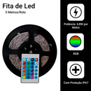 Fita LED RGB 5050 5 Metros IP65 – Com Controle Remoto, Fonte 12V Bivolt e Iluminação Decorativa Colorida